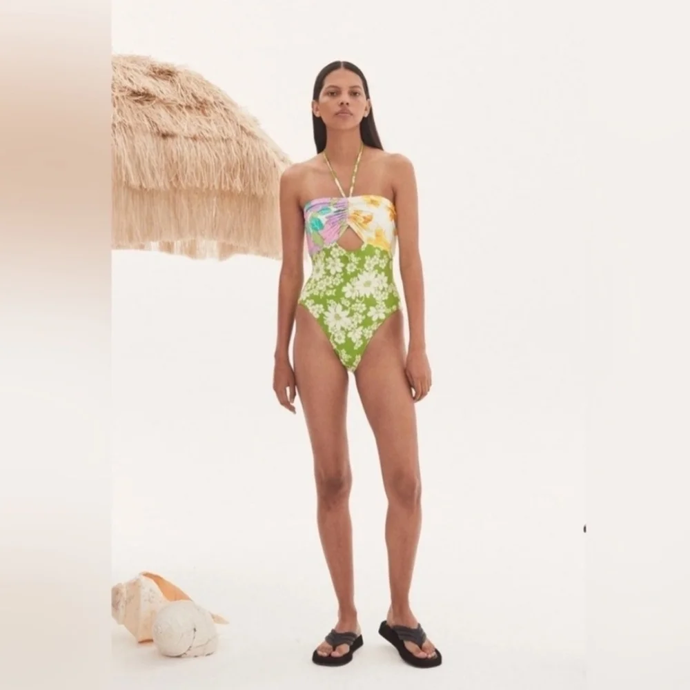 ALEMAIS Elora Ruched One Piece Swimsuit Small $240